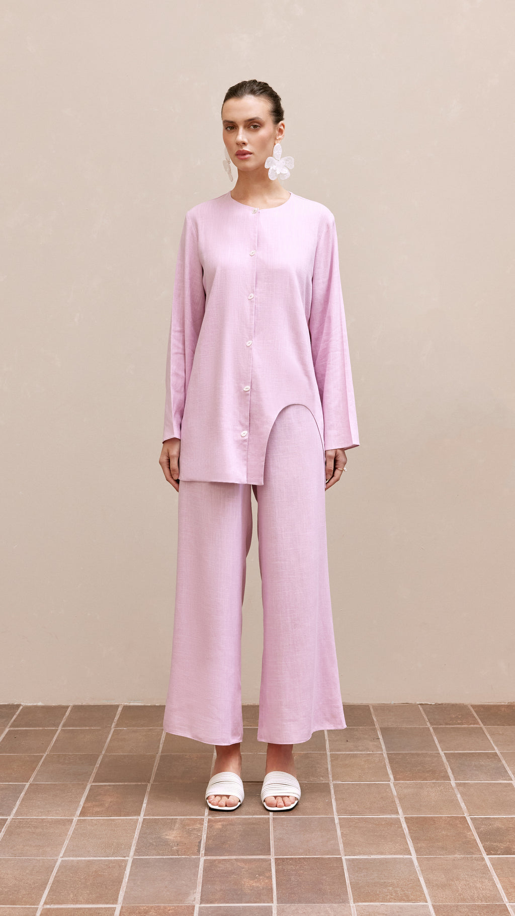 minica woman linen set pink 1